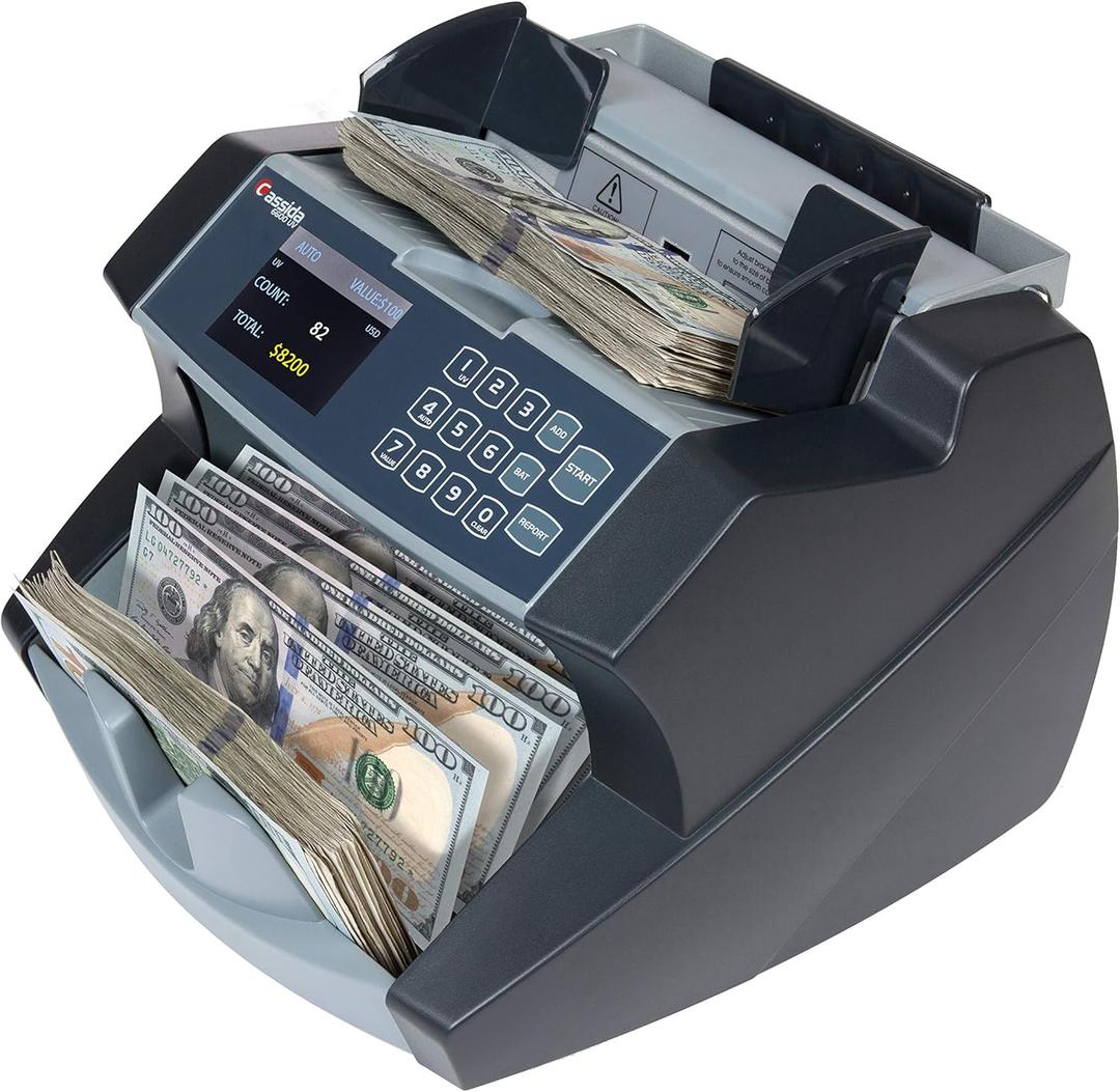 Cassida 8800R V2 USA Premium Bank-Grade Mixed Denomination Money Counter Machine, Advanced Counterfeit Detection, Multi-Currency, Includes External Display, Printing Enabled