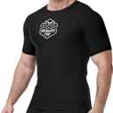 Runhit BJJ Rashguard for Men Jiu Jitsu Compression Shirts Short Sleeve MMA No GI Wrestling Grappling Martial Arts Sports Base Layer Black XL