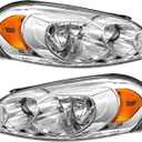 for 2006 2007 2008 2009 2010 2011 2012 2013 Chevy Impala Headlight Assembly compatible with 14-16 Impala Limited / 06-07 Monte Carlo Chrome Housing Amber Reflector Replacement Pair (A-Chrome Housing Amber Reflector Clear Lens)