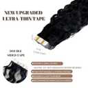 Water Wave Tape in Hair Extensions Human Hair, Natural Black Hair Extensions Real Remy Human Hair Tape in Extension for Black Women, 22 Inch 100g/pack 40 pcs Double Sided Invisible Tape Hair