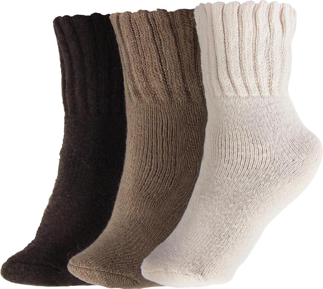 BenSorts Women's Winter Boots Socks Thick Warm Cozy Crew Socks Solid Color Gifts (Medium, Dark Brown Light Brown Beige 3 Pairs)
