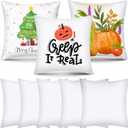 8 Pack 17.7"X17.7" Sublimation Blanks Pillowcase, OLSUNOR Sublimation Pillow Cases Natural, Cushion Covers Blanks, Throw Pillow Covers for DIY Decor, Heat Transfer Painting Valentine's Day Craft Gift (White)