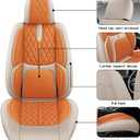 Comfortable Leather Auto Car Seat Covers Front & Rear Seat Protector Fit Sedan SUV 5 Seats Full Set Universal Fit (Orange & Off White)
