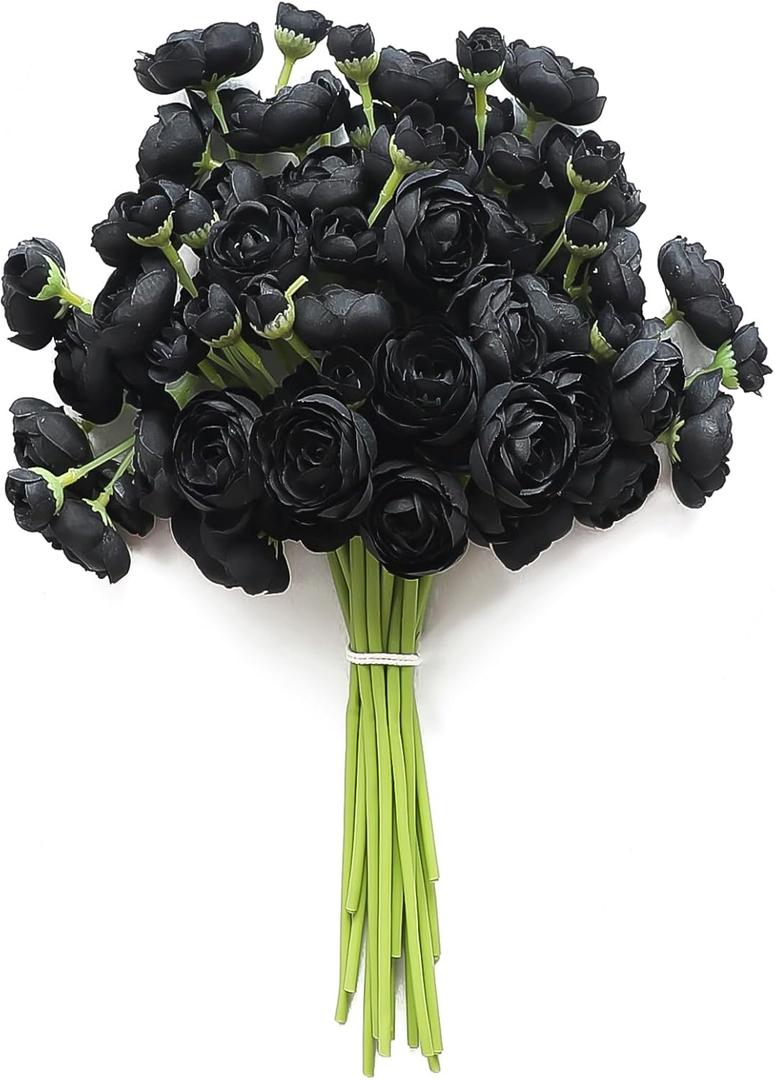 Floroom Ranunculus Artificial Flowers 18 Pcs Black Faux Silk Mini Ranunculus Bulk Fake Wedding Filler Flowers for DIY Bouquets, Centerpieces, Bridal Shower Decorations & Arrangements Floroom Ranunculus Artificial Flowers 18 Pcs Black Faux Silk Mini Ranunculus Bulk Fake Wedding Filler Flowers for DIY Bouquets, Centerpieces, Bridal Shower Decorations & Arrangements