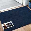 JSEI Dirt Trapper Door Mat 24"x36", Non-Slip Washable Entryway Mats, Dog Door Mat, Stain Resistant and Absorbent Floor Mats, Low Profile Welcome Mat for Front Back Door, Navy Blue