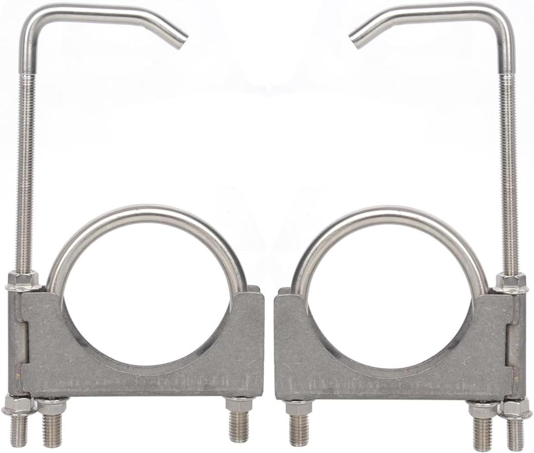 Heavy Duty 3-1/2 Inch Stainless Exhaust Clamp with Hanger Rod for Universal 3.5" Exhaust Pipes