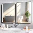 Hasipu 2 PCS Bathroom Mirror for Wall, 32 x 24 Inch Silver Metal Framed Bathroom Mirrors for Over Sink, Rectangle Bathroom Vanity Mirror, Anti-Rust, Tempered Glass, Horizontal or Vertical