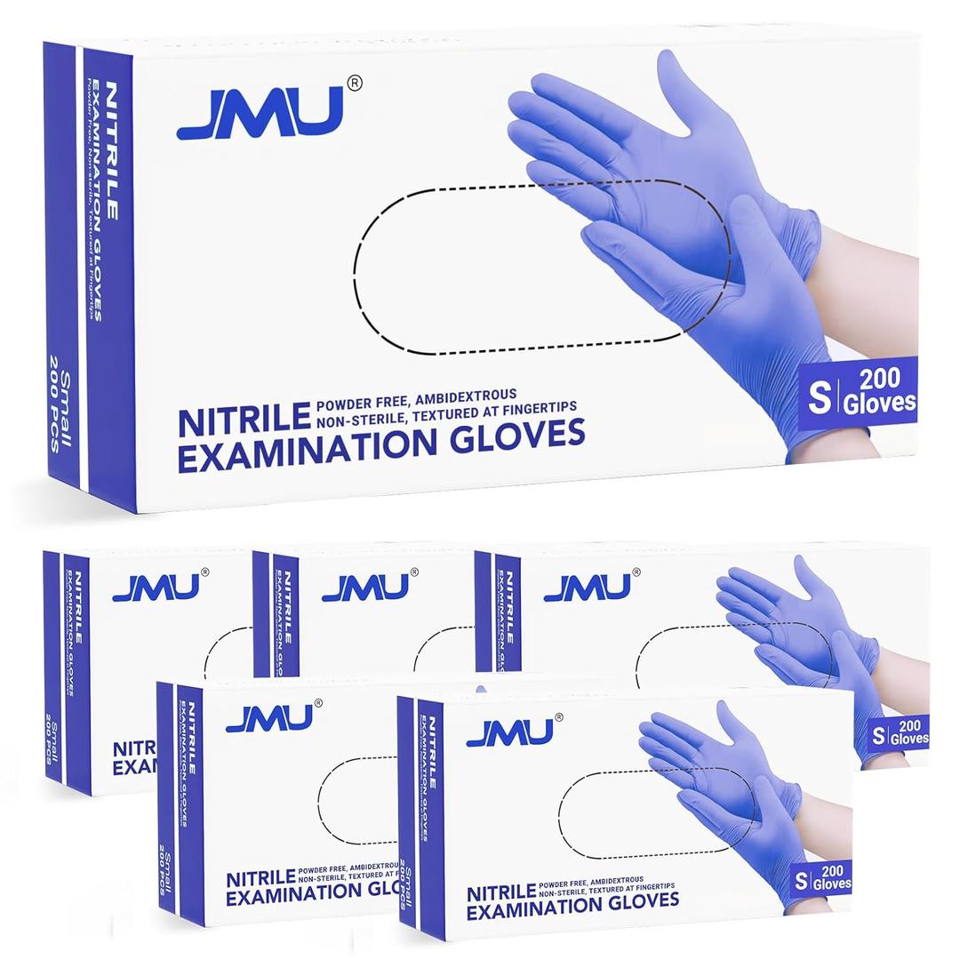 JMU 1200 Count Nitrile Exam Gloves Small - 3.5Mil Disposable Gloves, Latex Free Powder Free, Violet Blue - Medical Grade, Textured Fingers for Better Grip