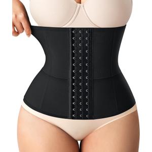 Nebility Waist Trainer for Women Corset Shapewear Tummy Control Body Shaper Girdle Waist Cincher Postpartum Belly Band(Medium, Black) (Black, M)