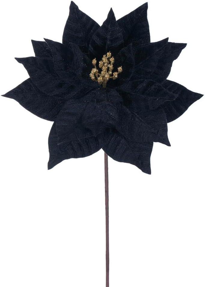 Vickerman 21.5" Black Poinsettia Stem, Includes 6 Pieces