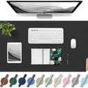 Large Desk Pad 35.4" x 17", Non-Slip Desk Mat with PU Leather & Natural Cork, Waterproof Writing Desk Natural Cork, Computer Mat Desk Protector for Office Home, Black