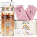 DHQH 50th Birthday Gifts for Her, Funny Turning 50 Year Old Gift Set with 16 oz Glass Cup, Happy 50th Birthday Gifts Ideas for Mom Wife Daughter Sister Aunt Coworker