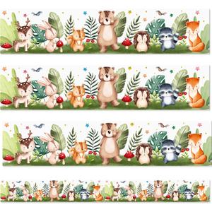 Colarr 50ft Jungle Animal Bulletin Board Borders Jungle Safari Themed Decoration Animals Border Trim Colorful Classroom Cutouts Back to School Decals Blackboard Office Chalkboard Whiteboard Wall Decor