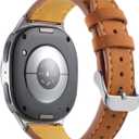 Leather Bands Compatible with Samsung Galaxy Watch 8 40mm/44mm Watch8 Classic 46mm Straps Wristbands Women Men (Frosted Brown with Silver Buckle)