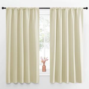 NICETOWN Blackout Curtains for Living Curtains, Room Darkening Curtains & Drapes for Kids Bedroom, Home Decoration Draperies (Beige, 52 in x 63 in (W x L), 2 PCs)