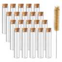 BTSD-home 20pcs Glass Test Tubes 25x120mm 45ml Clear Flat Test Tubes with Cork Stoppers for Plant Propagation, Party and Candy Storage