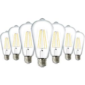 Sunco 7 Pack 60W Vintage LED Edison Bulbs Equivalent 8.5W CRI92 800 Lumens, Dimmable ST64 Filament ST19, 2200K Amber Light E26 Medium Base Light Bulbs High Brightness Clear Glass Waterproof UL