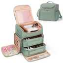 Extra Large Nail Polish Organizer Case Holds 86 to 100+ Bottles Nail Polish & Nail Lamp, Nail Supplies Storage Carrying Bag with 2 Removable Pouches, Portable Nail Tech Travel Box (Green, 86 Slots)