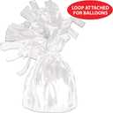 Beistle White Metallic Plastic Wrapped Balloon Weights For Birthday Parties, Weddings, Anniversaries, Table Décor, Celebrating With You Since 1900, 5.5" x 2.5", 6 Piece