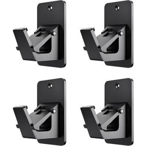 Universal Curtain Rod Holders, No Drill Curtain Rod Brackets, Self Adhesive Curtain Rod Brackets Up to 30 LB, Nail Free Curtain Rod Hooks for Bathroom, Bedroom, Livingroom, Kitchen (4PC, Black)