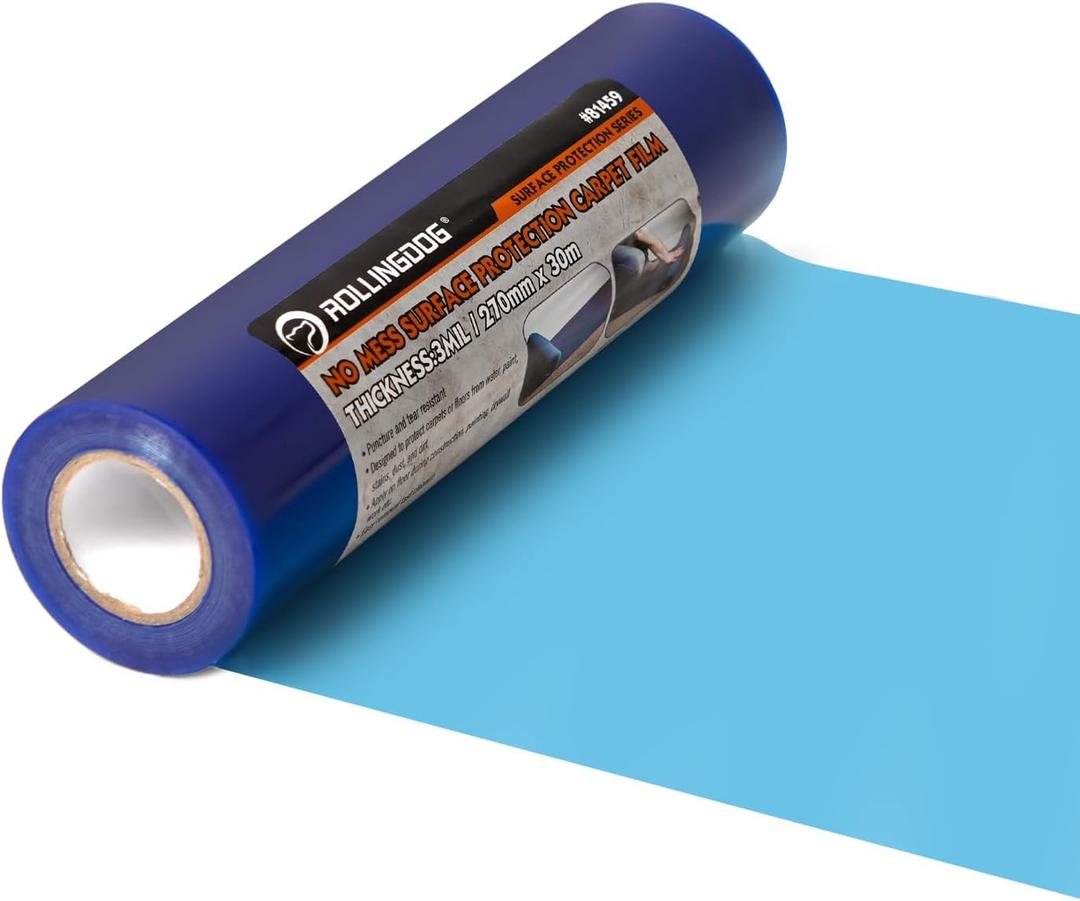 ROLLINGDOG Carpet Protection Film - 10.63 inch x100 ft Plastic Carpet Protector,Protective Film for Carpets