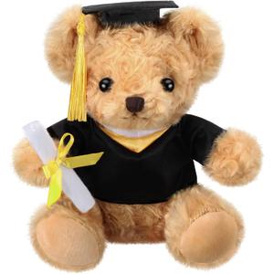 Sotiff Graduation Bear Class of 2025, 8 Inch Stuffed Animal Graduation Gift Light Brown Graduation Plush Bear with Hat for Kindergarten Elementary High School College Graduation Party School