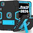 Pack of 3 TSQQST for iPad Pro 11 Inch Case M4 5th Generation 2024, iPad Pro 11 Case with Pencil Holder+Stand, Full-Body Protective Rugged Shockproof Cover for iPad Pro 11 Inch 5th Gen, Black Blue