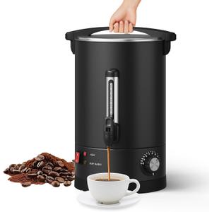 12 L/80 Cups Commerical Coffee Urn, 3.2 Gal Double-Wall Stainless Steel Coffee Maker - Large Capacity Hot Water & Coffee Dispenser for Wedding, Catering, Event