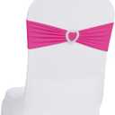 Howhic Pack of 30 Spandex Chair Sashes Bows Stretch Chair Cover Band with Buckle Slider Universal Elastic Chair Ties for Wedding Banquet Party Event Decoration (Fuchsia)