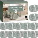 Jumbo Chenille Chunky Yarn for Crocheting - Super Bulky Fluffy Chunky Yarn for Hand Knitting - Extra Thick Soft Blanket Big Yarn 12 Jumbo Pack (27yds,8 oz Each Skein) (Sage Green)