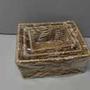 Small Wicker Basket for Organizing, Woven Storage Basket Set of 3 - Handwoven Natural Paper Rope Baskets to Declutter Any Room, Perfect for Organizing and Home Decor (Coffee)