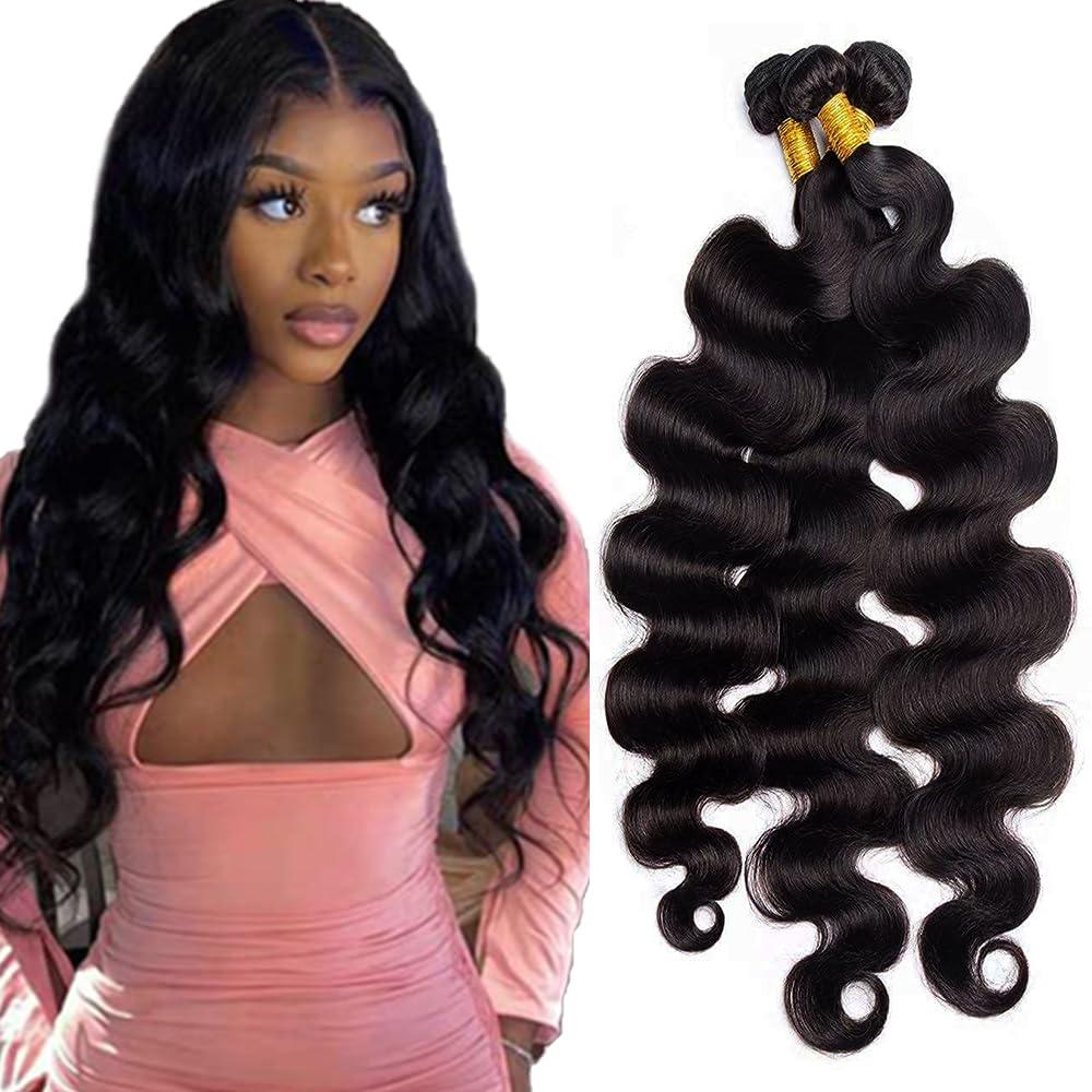 Human Hair Bundles Body Wave Human Hair Bundles 26 28 30 inch #1B Body Wave Bundle Brazilian Remy 10A Natural Black Bundle