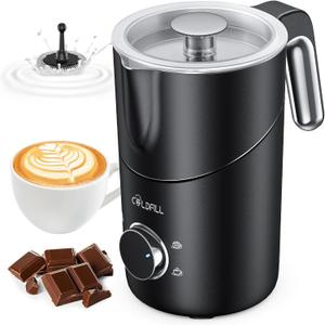 8-in-1 Milk Frother, 400ml Large Capacity & Detachable Milk Frother and Steamer, Coffee Frothers with Heating Function, Electric Automatic Hot & Cold Foam Milk Steamer, Quiet,Dishwasher Safe