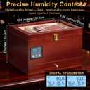 Electric Cigar Humidor Cabinet with Precision Humidity Control & Digital Display | 65-Capacity Double Cedar Shelves, Clear Front & Accessory Drawer, Father's Day Gift for Men Brown