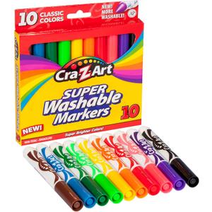 Cra-Z-Art Classic Super Washable Markers, Broad Tip, Assorted Barrel, Assorted Ink, Pack Of 10 Markers