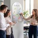 Therwen 30'' x 15'' Magnet Board for Wall Frameless Steel Magnet Bulletin Boards Dry Erase Silver Metallic Magnetic Display Board with Self Adhesive Hook and Loop Strips for Office Home
