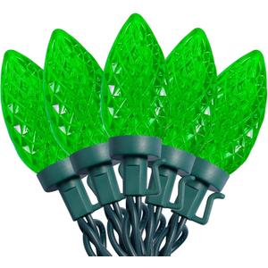 Christmas Lights, 50 LEDs 24.5FT Faceted String Lights Connectable Commercial Grade Indoor Outdoor, 120V UL Certified Xmas Strawberry Tree Light Strand for St Patricks Day Patio Parties, Green