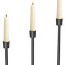 YUMORE Small Candle Holders - Pillar Candle Solid Stainless Steel Stands for Halloween, Wedding Centerpieces, Dining Table, Mantel Decor, Modern Farmhouse, Matte Black 3-Packs