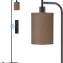 SIBRILLE Floor Lamp with Linen Shade, Dimmable Tall Standing Lamp with Remote Control & 3 Color Temperatures, Modern Floor Lamps for Living Room Bedroom Office Corner, 9W LED Bulb Included (Brown)
