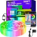500ft Outdoor LED Strip Lights Waterproof,IP68 Waterproof Led Rope Lights with Remote and App ControlledMusic Sync RGB Outdoor Led Strip Lights for Bedroom,Roof,Courtyards2 Rolls of 250ft