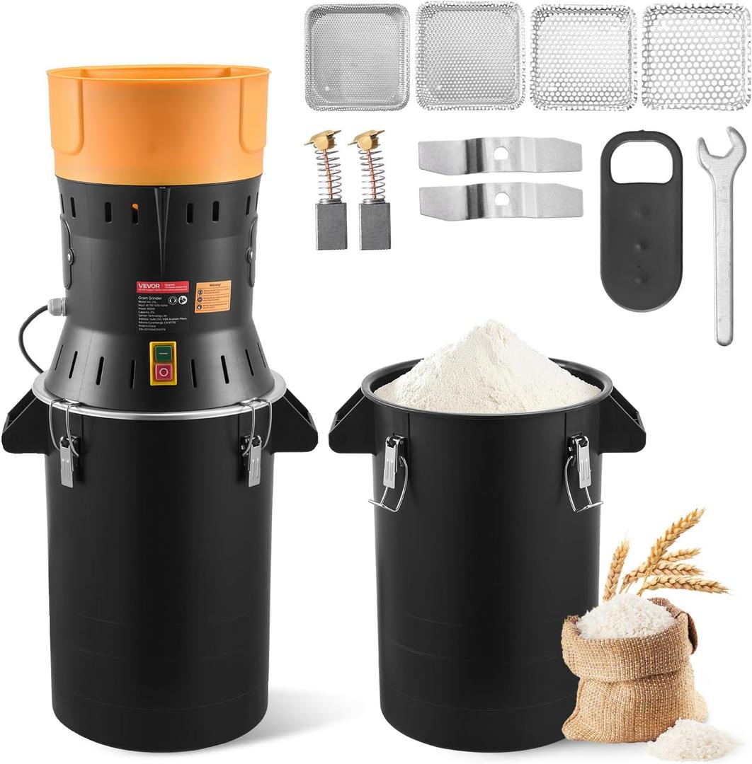 VEVOR Electric Grain Mill Grinder, 600W High Power Commercial Spice Grinder, 6.6 Gal Pulverizer Powder Machine with Galvanized Sharp Blades, for Dry Grains, Spices, Cereals, Coffee, Corn & Pepper