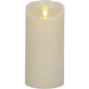 Luminara Scalloped Edge Flameless LED Candle, Ivory 3.5" x 7", Real Wax Pillar, Battery Operated Moving Flame with Timer, Unscented