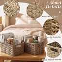Briwooody 3 Pcs Rectangular Wicker Storage Baskets for Shelves Natural Woven Paper Rope Storage Baskets with Built in Handles 13 x 8.3 x 6.7 '' Kitchen Wicker Bins for Home Bathroom Pantry (Beige)