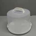 Top Shelf Elements Round Cake Carrier Two Sided Cake Holder Serves as Five Section Serving Tray, Portable Cake Stand Fits 10 inch Cake, Cake Box Comes With Handle, Cake Container Holds Pies (White)