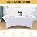 2-Pack 6ft White Spandex Table Covers for Rectangle Standard Folding Tables - Wrinkle Resistant Stretch Tablecloths - Ultimate Fitted Table Protector for Parties, Trade Shows, Banquet