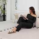 BWQ Sexy 2 Piece Outfits for Women Long Sleeve Wide Leg Pants Casual Lounge Matching Sets (Black, S)