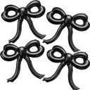 4 Pcs Bow Birthday Decorations Black Bow Balloons Bow Party Decorations Giant Foil Balloon for Girl Women Baby Shower Bridal Engagement Wedding Decor Bachelorette Party Supplies