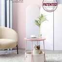 VASAGLE LILEA Collection - Small Round Side End Table, Modern Nightstand with Fabric Basket, Jelly Pink and Cream White ULET223R61