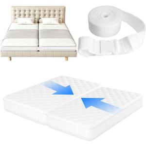 33 Feet Adjustable Mattress Straps Converter for Twin to King Bed,Twin Beds Connector to Make a King,Long Bed Mattress Connector with Buckle for Two Twins (White)