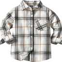Toddler 1 Pack Baby Boys and Girls Plaid Shirts Jacket Long Sleeve Lapel Button Down Top Outwear Clothes, Size 2T